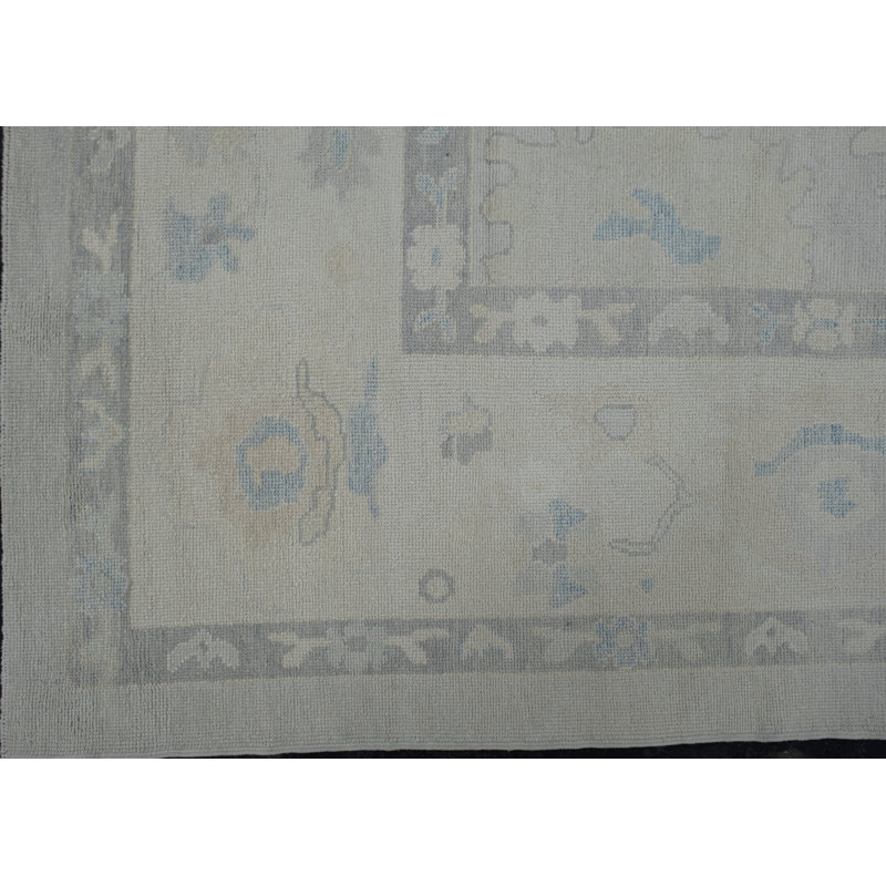 Tapis turc Oushak fait à la main 12 pi 3 po x 15 pi 2 po