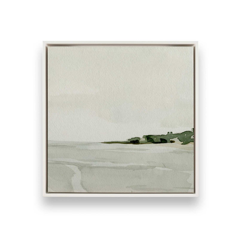 Impression sur toile roulée Minimalist Coast Elegance, H 12,75 po x l 12,75 po x P 1,75 po, Cadre flottant blanc opaque