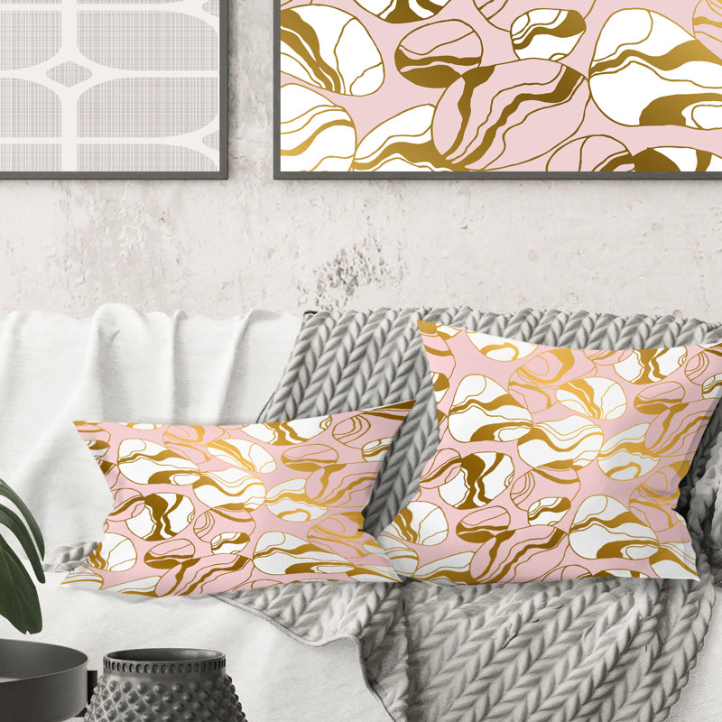 Coussin Golden Marble II - Mid-Century Modern, 16 po x 1 po