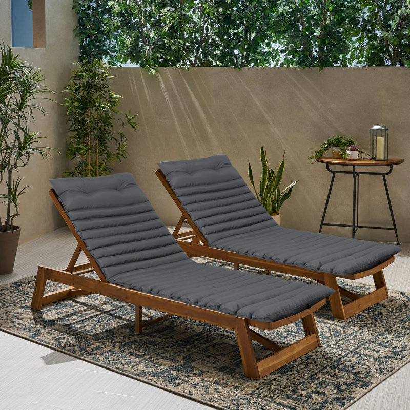 2Pcs Set Outdoor 72.83'' × 23.62'' Chaise Lounge Cushions, Gray