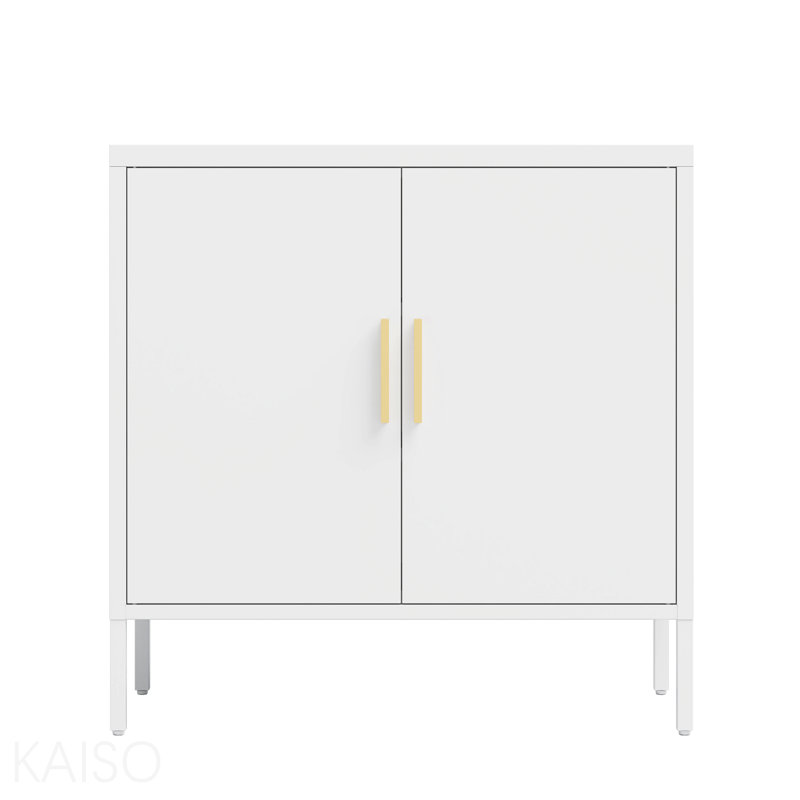 Armoire de rangement en métal avec 2 portes et 2 tablettes réglables, classeur en acier