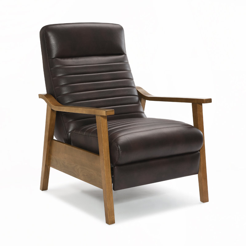 Fauteuil inclinable à accoudoirs en bois, Brun