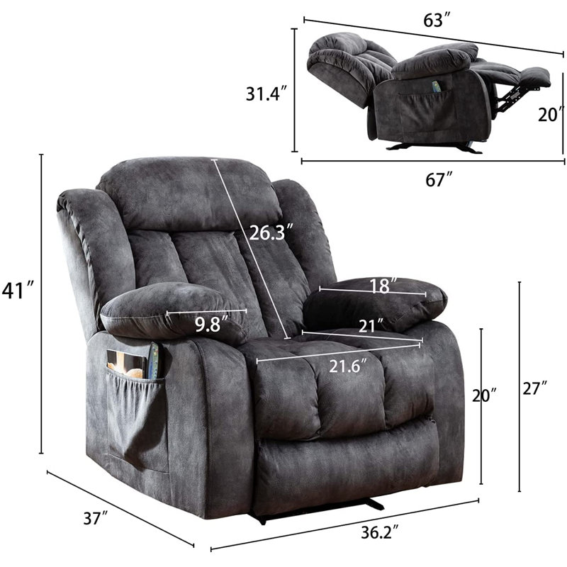 Fauteuil inclinable électrique Vennessa, Microfibre/microsuède gris