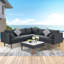 Ensemble de canapé d'extérieur en osier 4 pièces, mobilier de patio avec coussins colorés, ensemble de canapé en L, coussins gris et noir