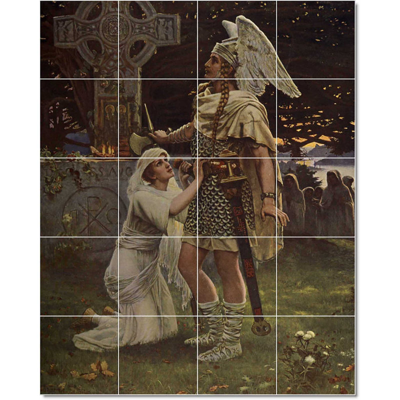 Carreau de peinture murale 32 po x 40 po 8 po x 8 po, Peinture par ange d'Herbert Gustave Schmalz W23127