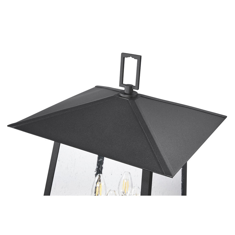 Solis Outdoor Post Mounted Fixture in Black, 142.25" H x 13.5" W x 13.5" D, 4 Lights