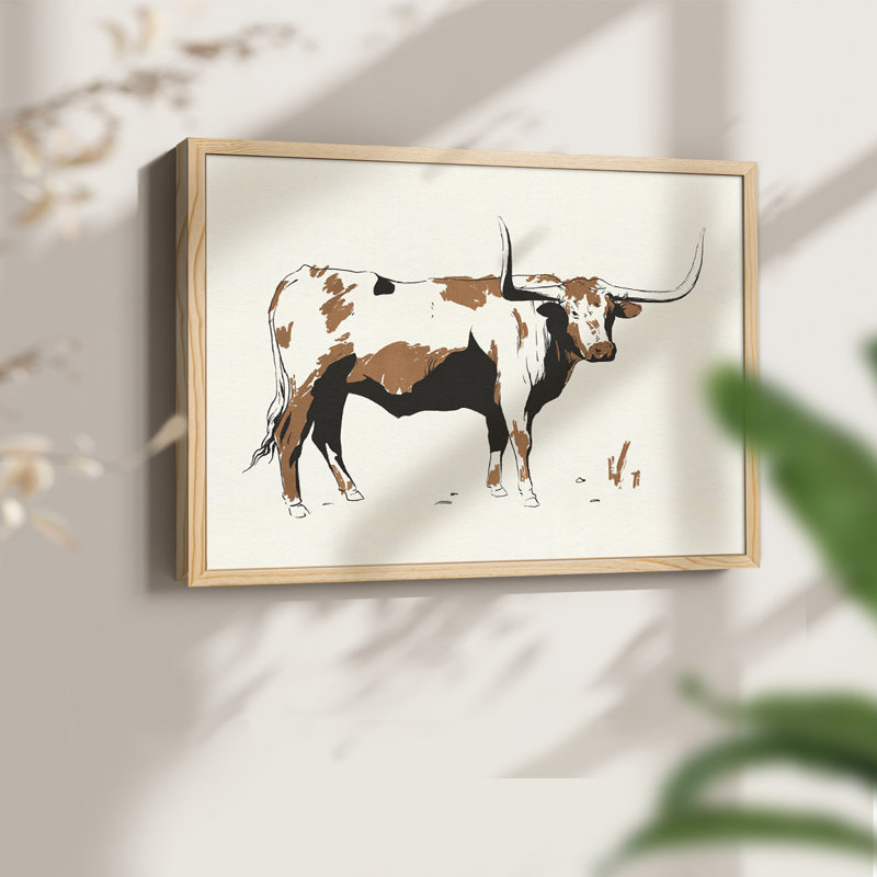 Terre Cotta Steer III - reproduction encadrée - réarmable, H 8 po x l 10 po, Naturel