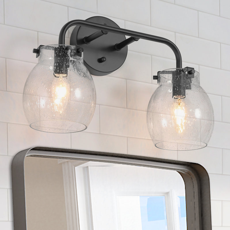  Éclairage de salle de bain 2 lumières à intensité variable avec abat-jour en verre bullé Vendramin, 2