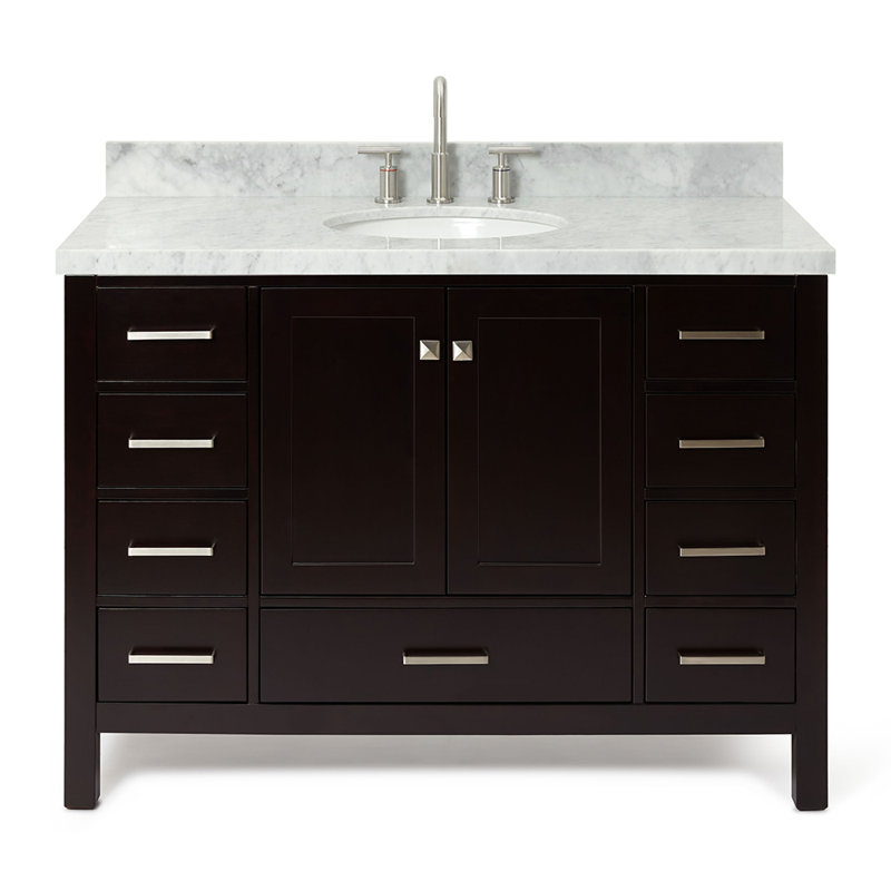 Ensemble de meuble-lavabo simple 48 po Cambridge, Espresso, Nickel brossé