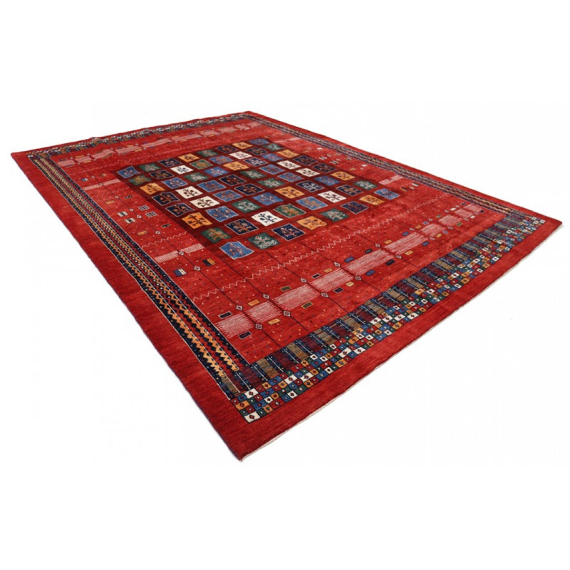 One-of-a-Kind Rectangle 10'1" x 13'9" Area Rug in Red/Navy Blue/Flush Orange/Green