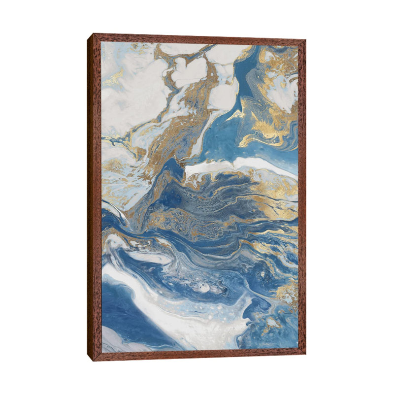 Fluid Memories II by Eva Watts - Painting on Canvas, 152.4cm H x 101.6cm W x 3.81cm D, Classic Brown Wood Framed