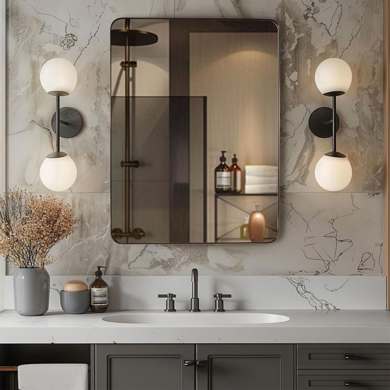 Miroir de salle de bain Inse Cadre en acier inoxydable, Bronze brossé, 40 po x 30 po