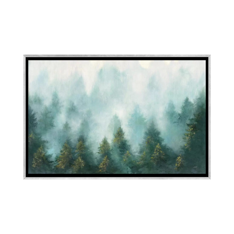 "Misty Forest" par Julia Purvis, reproduction d’art, Toile avec cadre argenté, Pas de tapis, H 32 po x l 48 po x 1,5 po