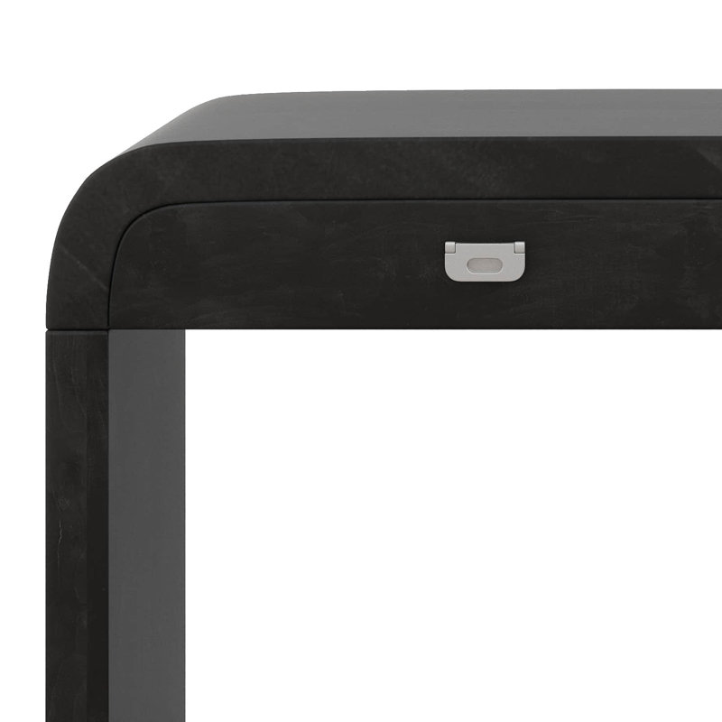 Console avec 2 grands tiroirs et poignées en métal, table d'entrée en bois, Noir
