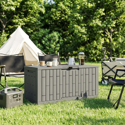 Boîte de rangement pour terrasse 120 gallons, boîte de rangement verrouillable pour l'extérieur