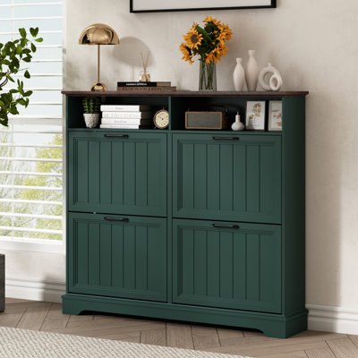 Armoire de rangement pour chaussures 24 paires avec 4 tiroirs rabattables