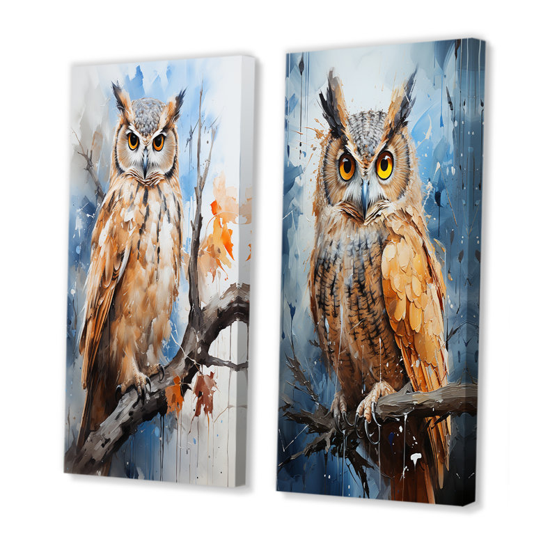 Chouette hibou, H 28 po x l 25 po, Toile tendue