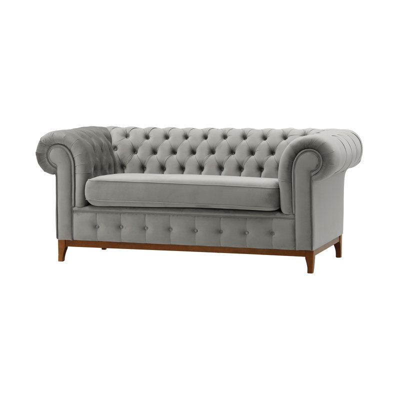 Fryar Velvet Sofa, 2, Brown, Silver