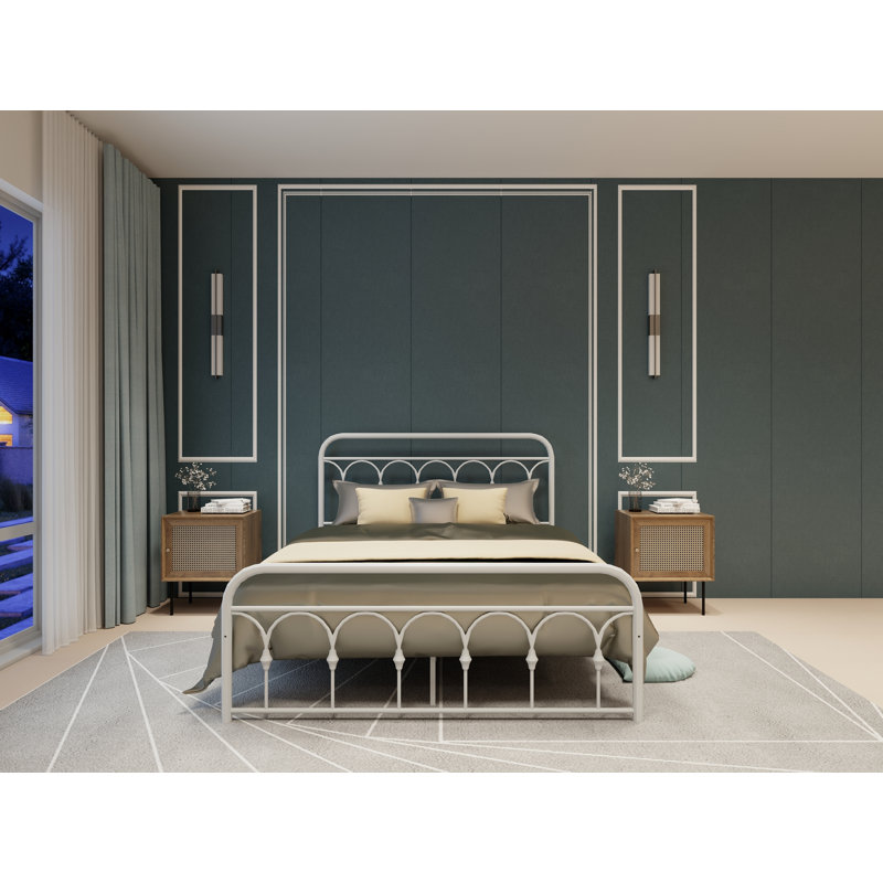 Nadeem Metal Platform Bed, Queen, White