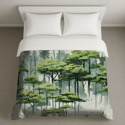 Lush Green Forest Illustration Duvet Covers