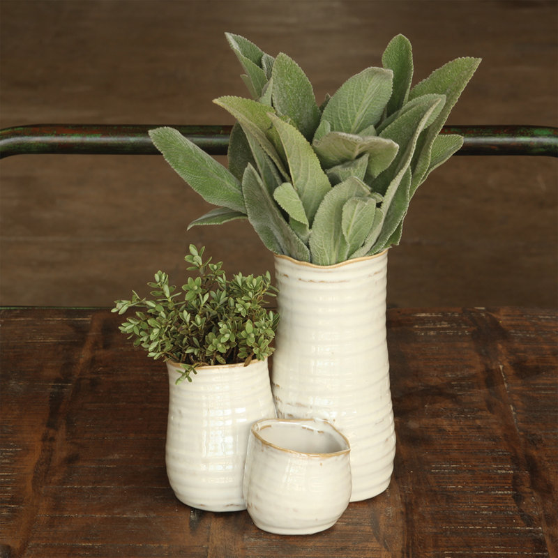 Ensemble de 3 vases de table en céramique blanche Traeshon