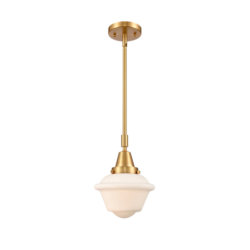 Luminaire suspendu pour école simple à 1 lumière Frand, Blanc mat, DEL, Or satiné