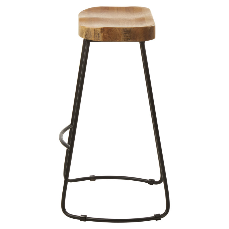 Levon Counter Stool with Metal Frame, Natural Oak