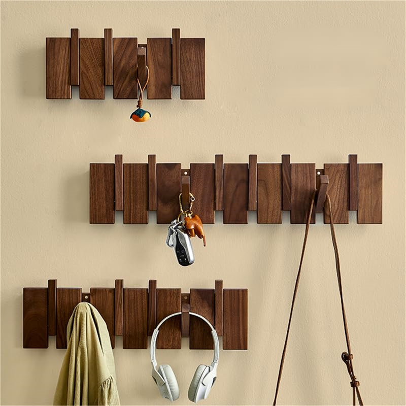 Solid Wood Wall Organizer with Key Hooks