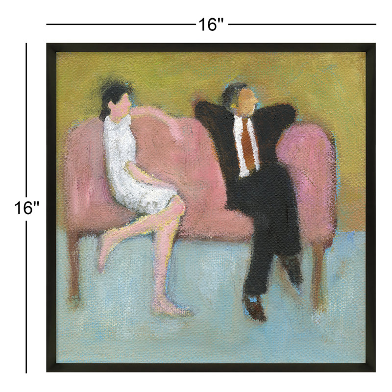 The Pink Couch Painting by Simon Schneiderman, Black, 16" H x 16" W x 1.25" D