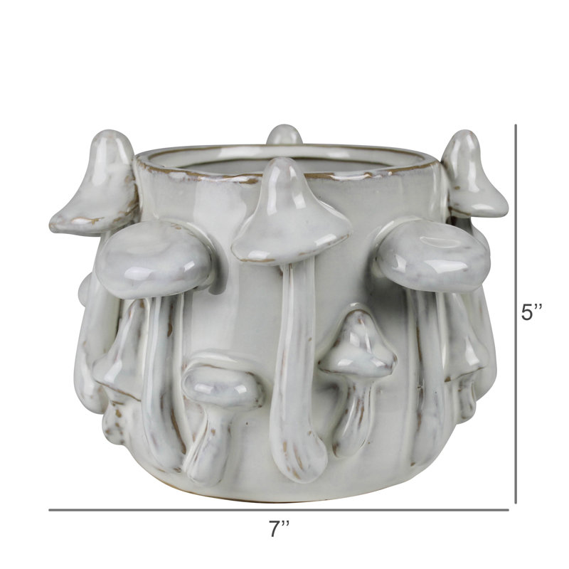 Mushroom Cachepot, Ceramic - 4”