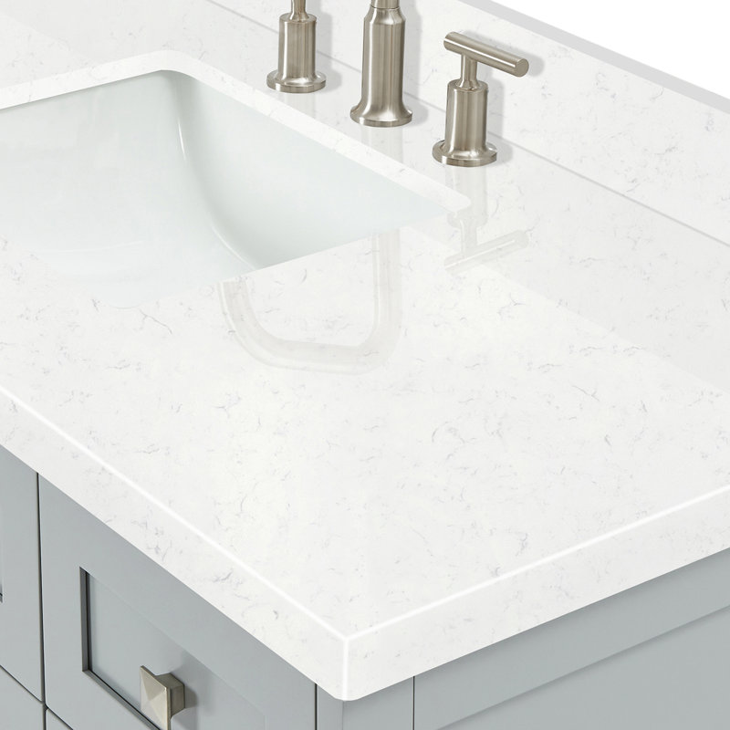 ARIEL Monroe 48 Single Sink Bathroom Vanity with Carrara Quartz Top, Gray, 48", Carrara White Quartz