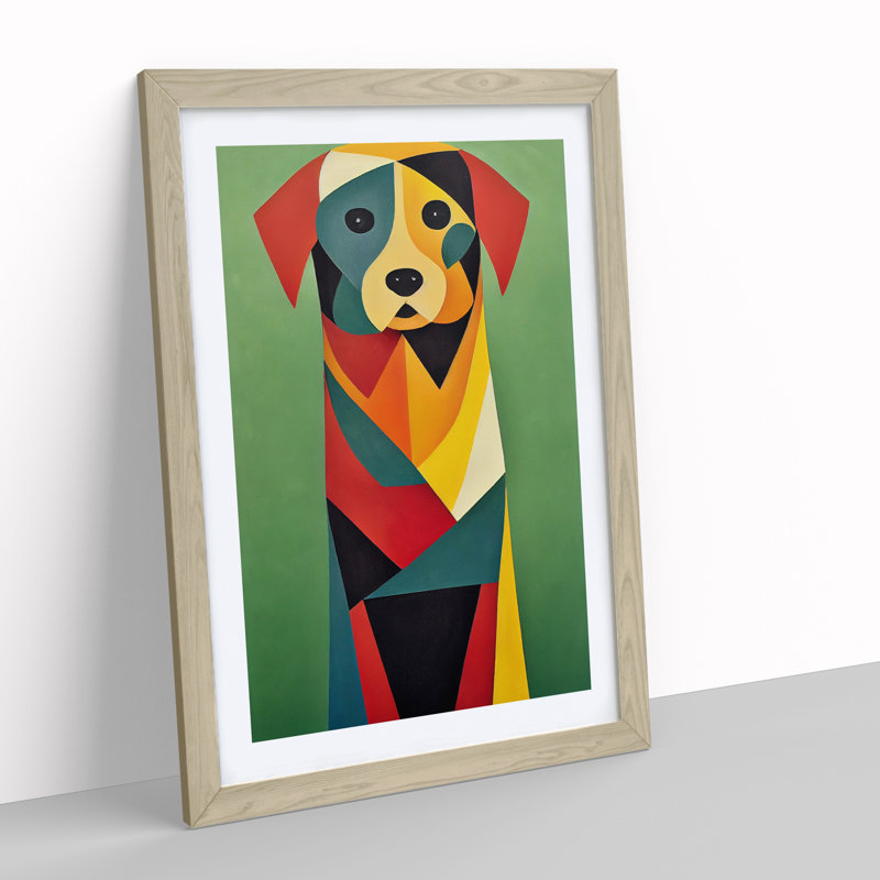 Dog - Single Picture Frame Print, Oak, 64cm H x 46cm W x 2cm D