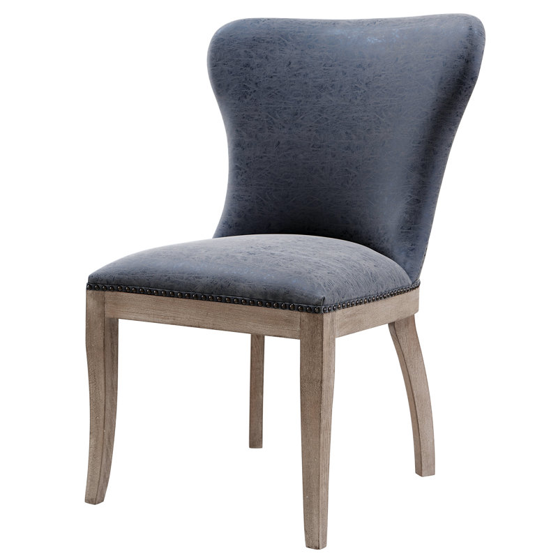 Dawley 20'' H Upholstered Side Chair, Nubuck Charcoal faux leather, Brown