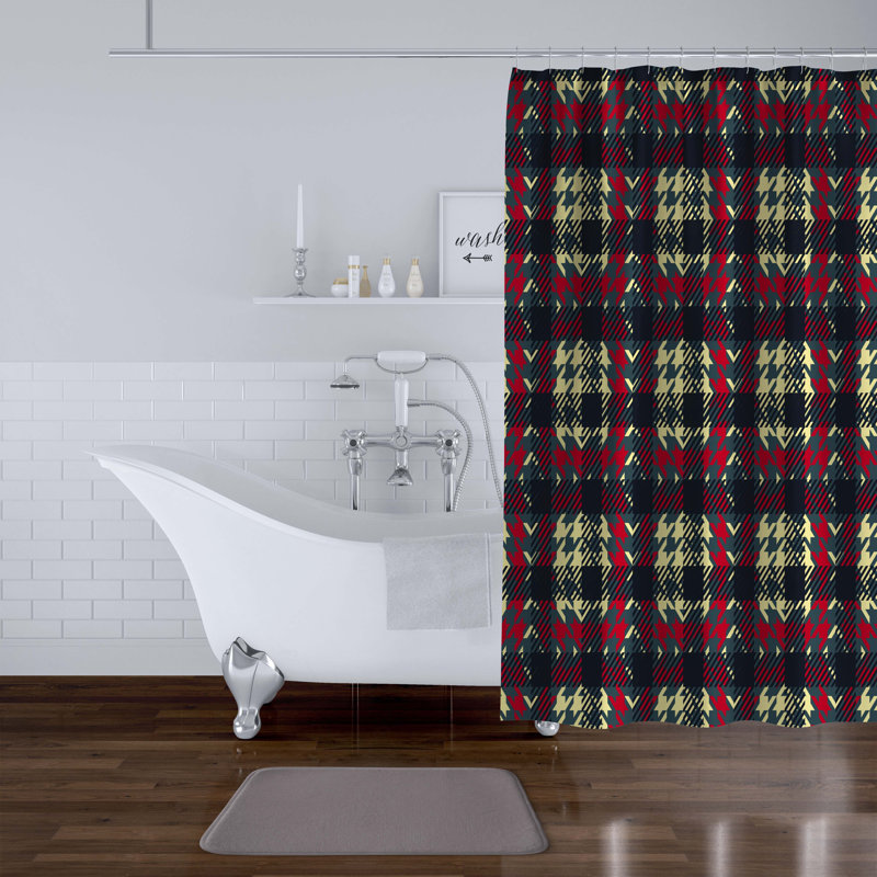 Rideau de douche simple à carreaux Hallenbeck, H 70 po x l 71 po