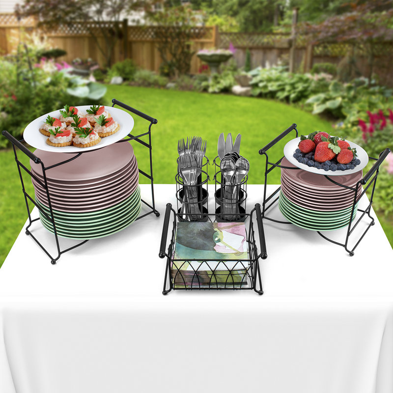 Sorbus 7-Piece Stackable Buffet Caddy, Black