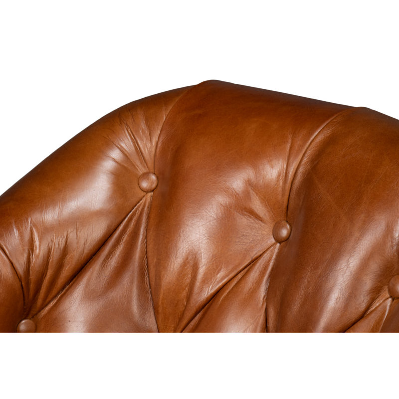 Coolidge Swivel Club Chair, Havana Brown Genuine Leather
