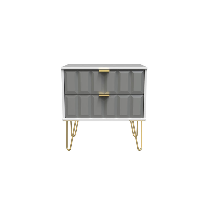 Allem 2 Drawer Midi Chest (Ready Assembled), Shadow Matt/White