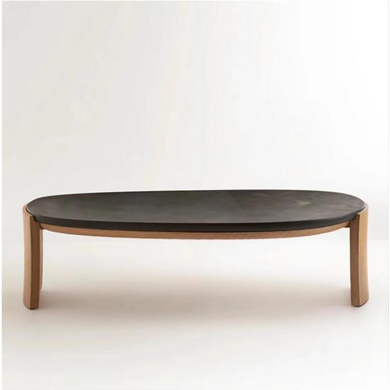 American oval rock table, 16.1" H x 47.2" L x 33.5" W
