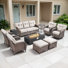 Ensemble de conversation de jardin 9 pièces avec table de foyer et chaises pivotantes 9 pièces