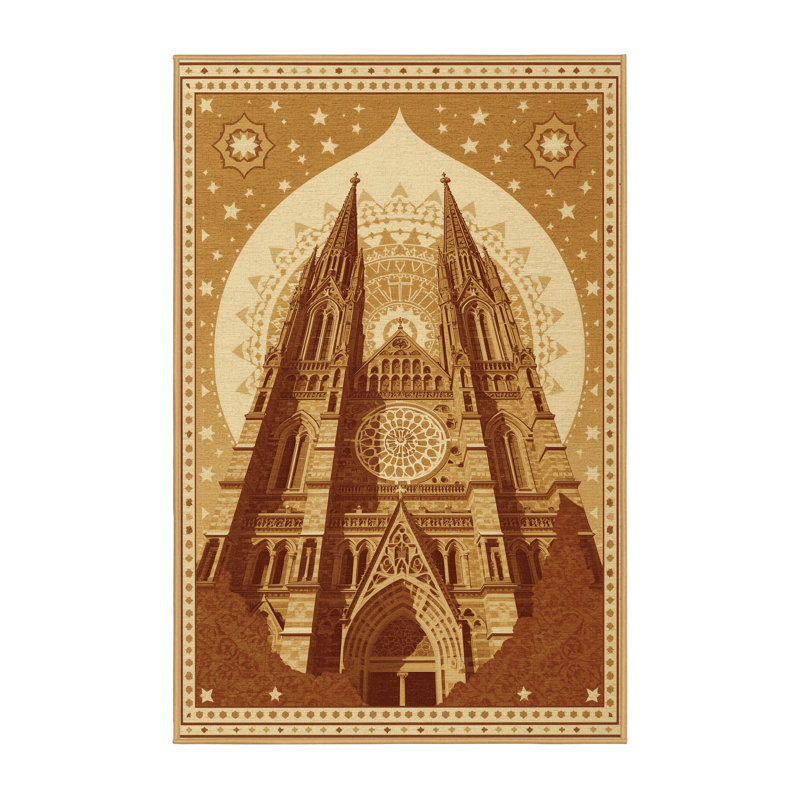 Soft Plush Fairbanks Christchurch Cathedral Classic Oriental Area Rug in Brown – LightBrown Binding, 5x7