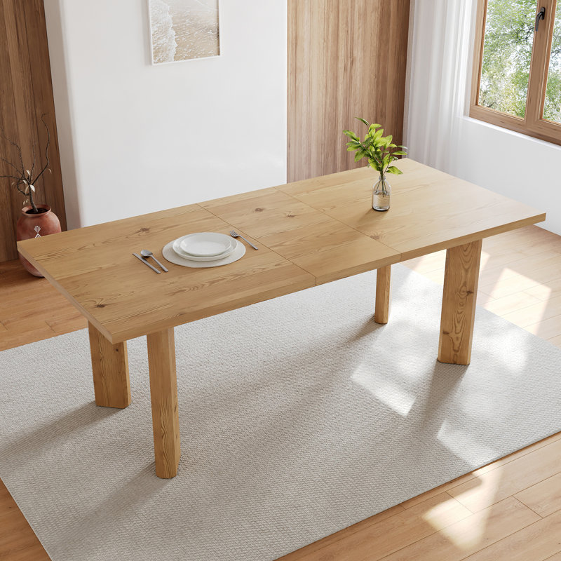 Table de salle à manger extensible 63-78,7 po Mid-Century pour 6 à 8 personnes avec pieds en acier au carbone