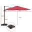 Parasol de patio rouge de 10 pi, feuille de couverture recouverte de PA 200G, poutre en alliage d'aluminium avec couche de protection solaire Uv50 + 8 éléments en acier, zone de couverture du secteur de l'abat-jour 10X10, fonction de rotation de 360