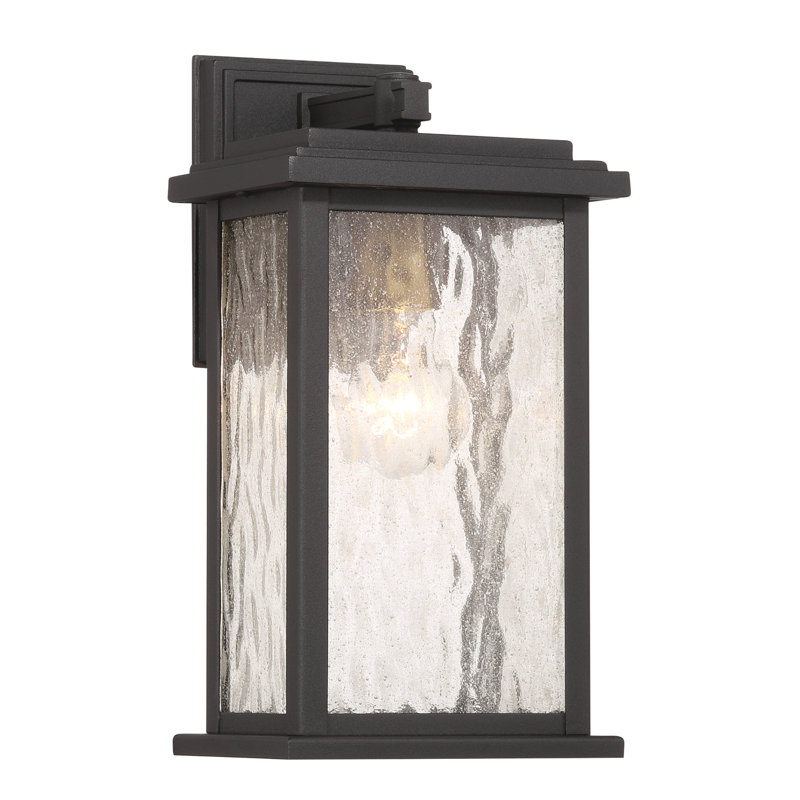 Applique murale d'extérieur 1 lumière Riam - noir avec accent laiton - Riam