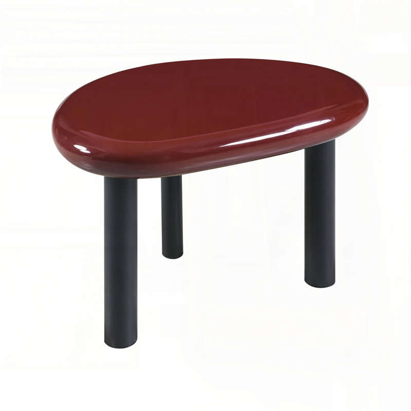 Table de bout ultrabrillante - finition rouge, plateau épais de 60 mm, base en métal