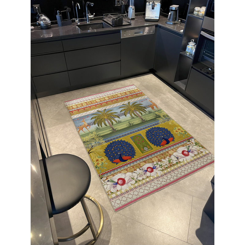 Tropical Forest-Themed Multi-Colored Tree Patterned Creative Modern Decorative Rug, Runner 3'3" x 9'10"