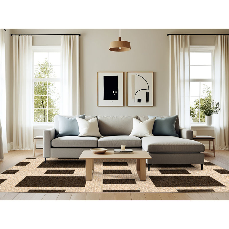 Performance Wool Geometric Indoor Rug, Rectangle 6' x 9'