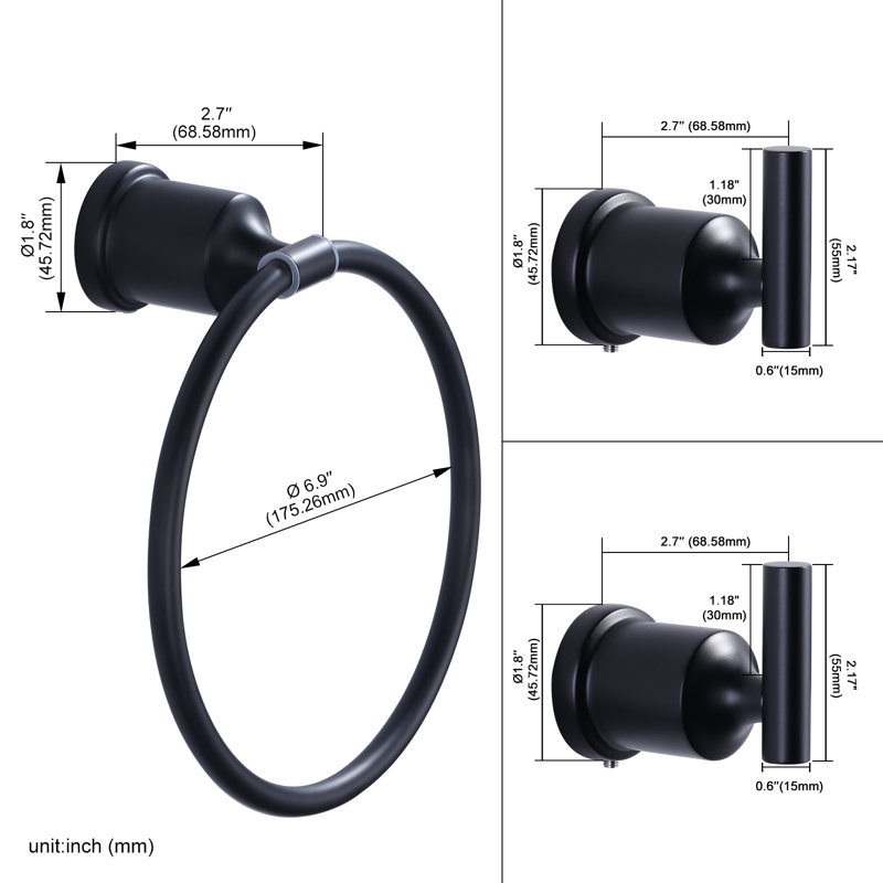 3 - Piece Bathroom Hardware Set, Black