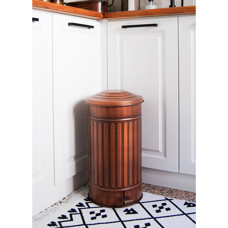 Ava-Mai Steel Step On Kitchen Trash Can, Copper, 24 L