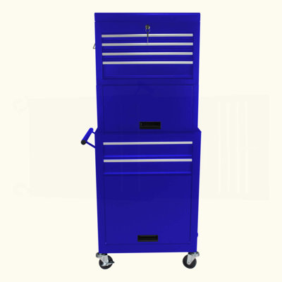 Armoire à outils 6 tiroirs verrouillable et verrouillable, organisateur de boîte à outils détachable 2 en 1 pour garage / atelier / atelier de réparation