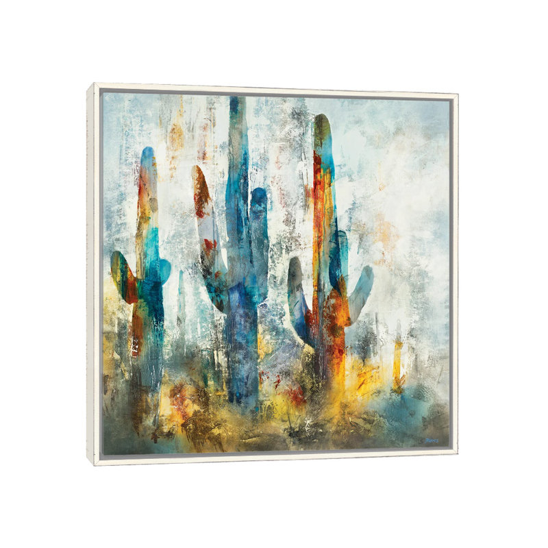 «Saguaro Forest» encadré par Scott Brems, H 12 po x l 12 po x P 1,5 po, Toile encadrée flottante blanc vieilli, Non